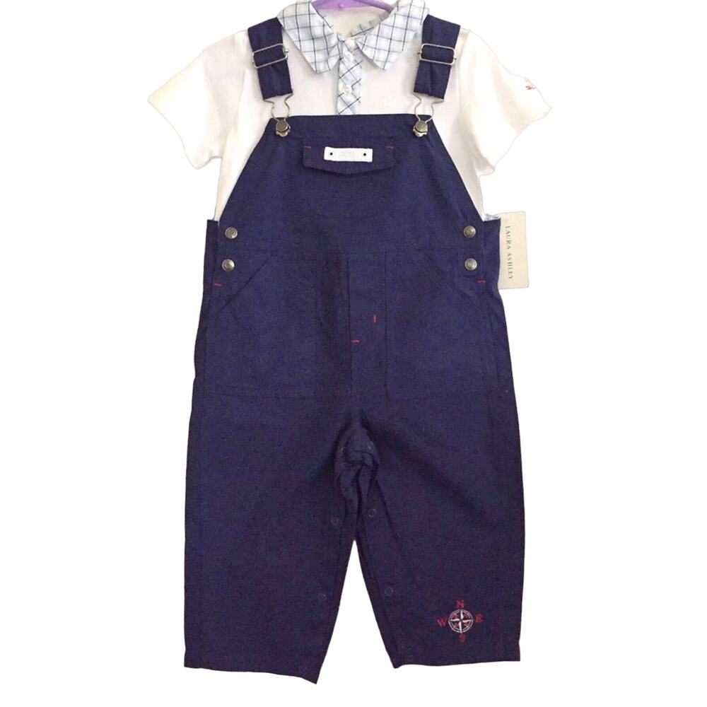 NWT Laura Ashley Overalls Sailor Set Size 24 month